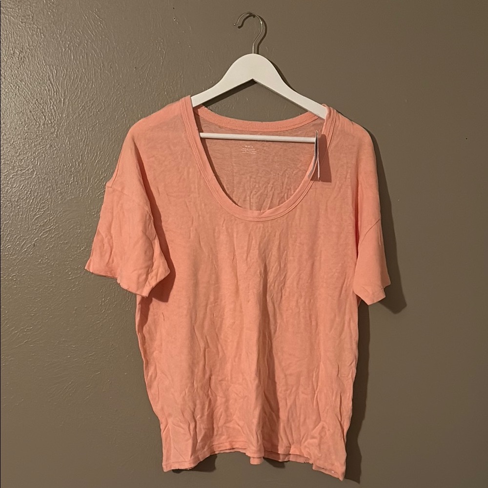 American Eagle Outfitters Pink Boxy Ribbed T-Shirt